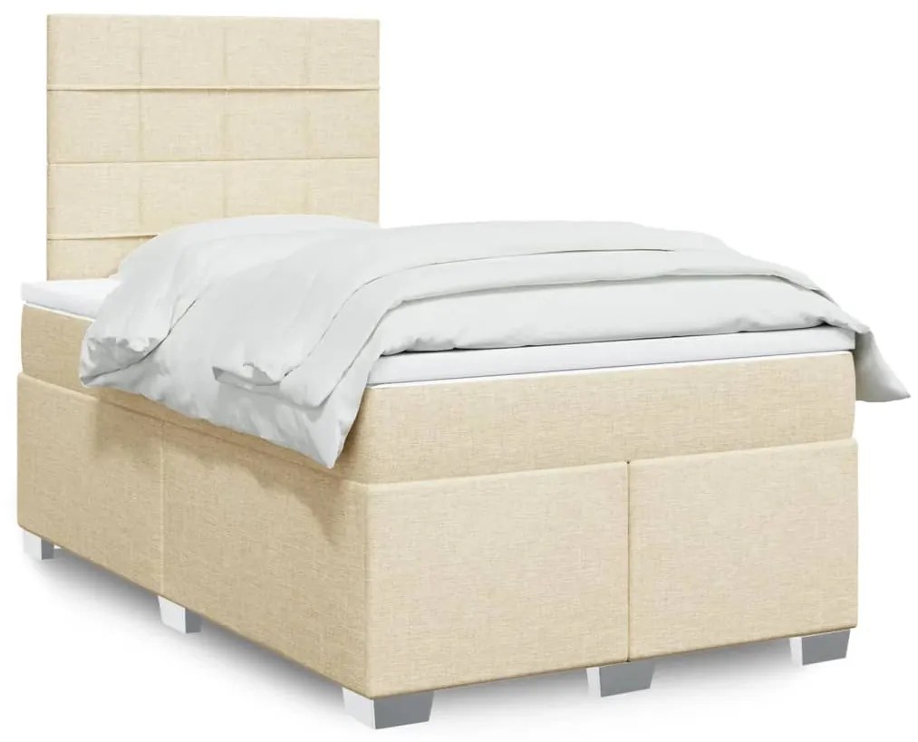 Cama boxspring com colchão 120x190 cm tecido cor creme