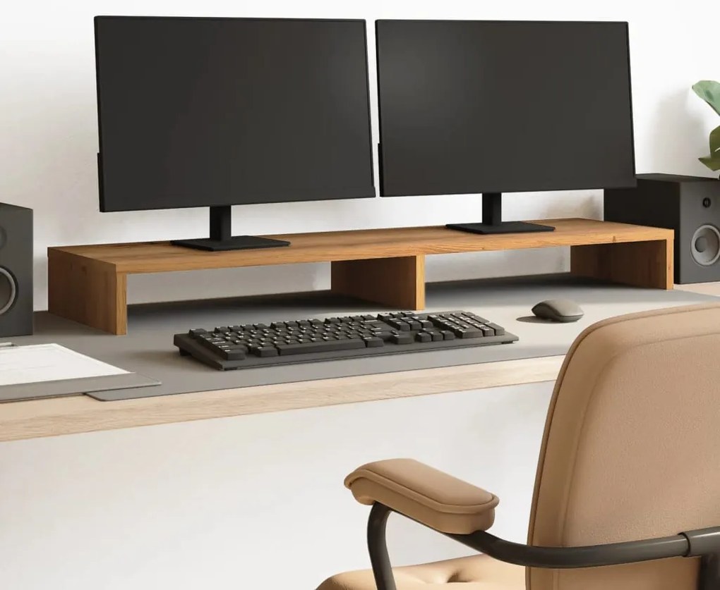 vidaXL Suporte monitor 100x27x10 cm deriv. madeira carvalho artisiano