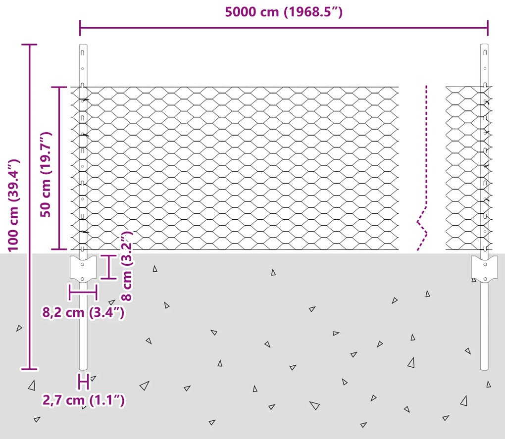 Postes de Cerca vidaXL 11 pcs U-Channel 60 cm Aço Galvanizado, Cerca H