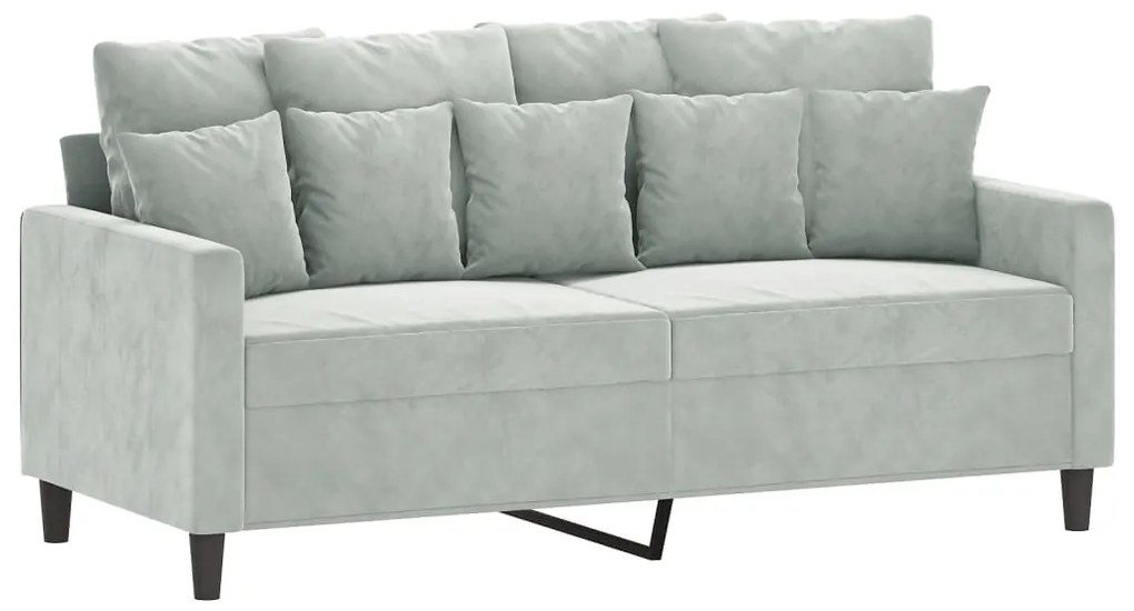 3 pcs conjunto de sofás com almofadões veludo cinzento-claro