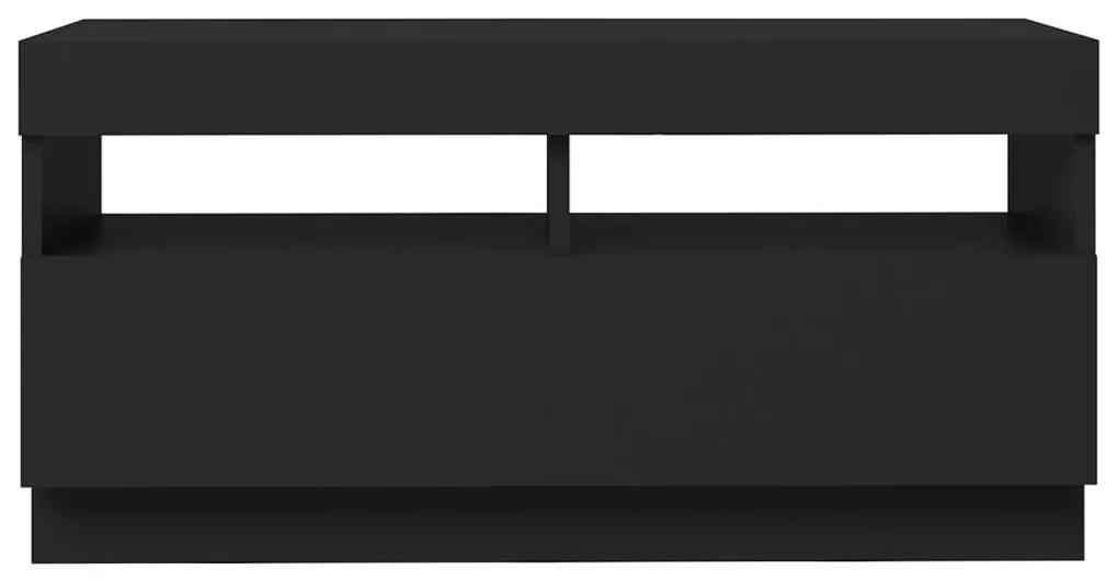 Móvel de TV com luzes LED 80x35x40 cm preto