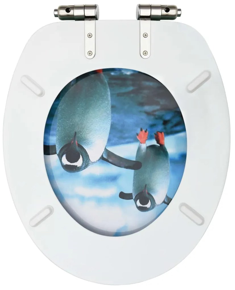 Assentos sanita com tampas fecho suave 2 pcs MDF design pinguim