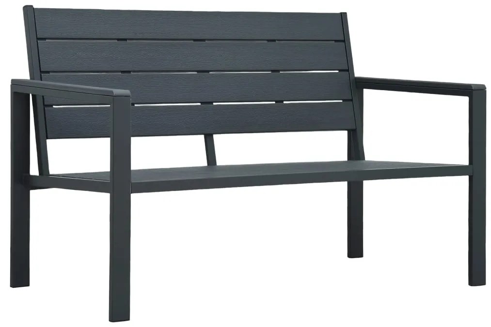 Banco de jardim 120 cm PEAD aspeto de madeira cinzento