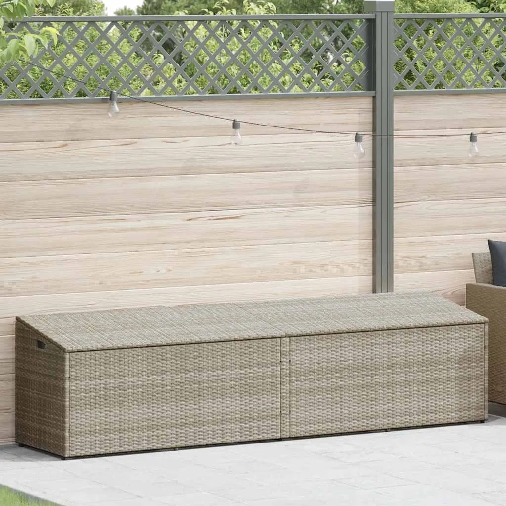 Caixa de arrumação p/ jardim 220x50x58 cm vime PE cinza-claro