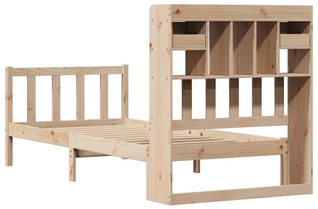 Cama com estante sem colchão 75x190 cm pinho maciço
