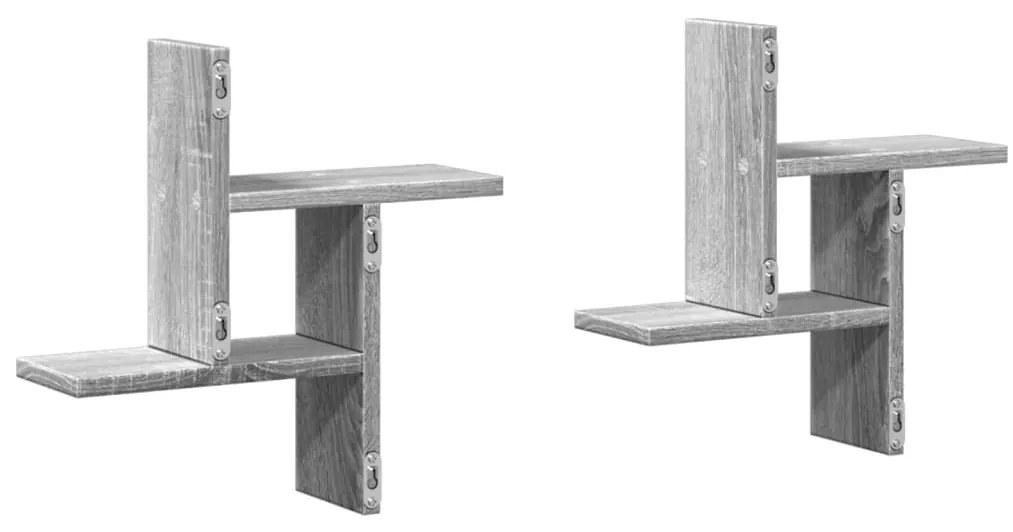 Prateleiras de parede 2 pcs derivados madeira cinzento sonoma