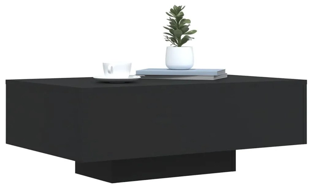 Mesa de centro com luzes LED 85x55x31 cm preto