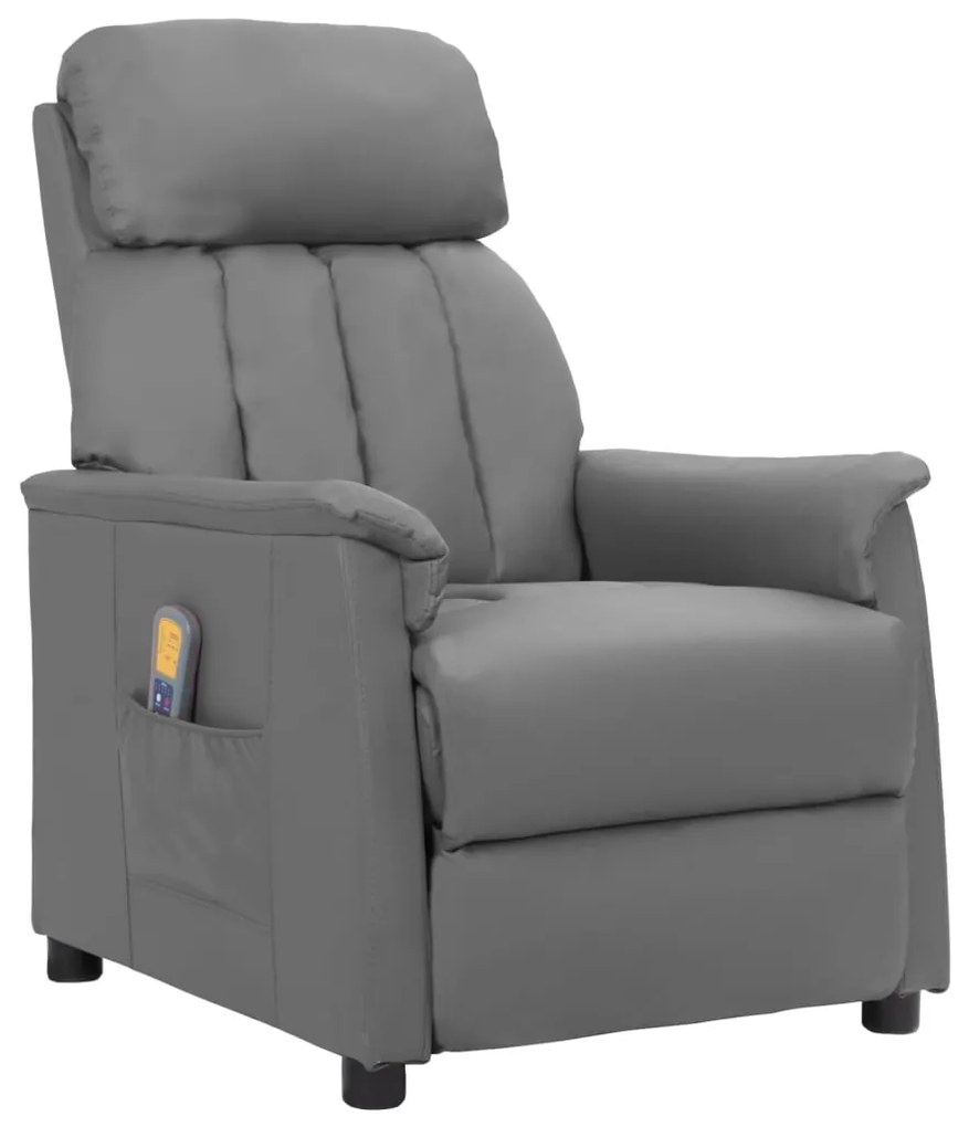 vidaXL Cadeira de massagens couro artificial cinzento