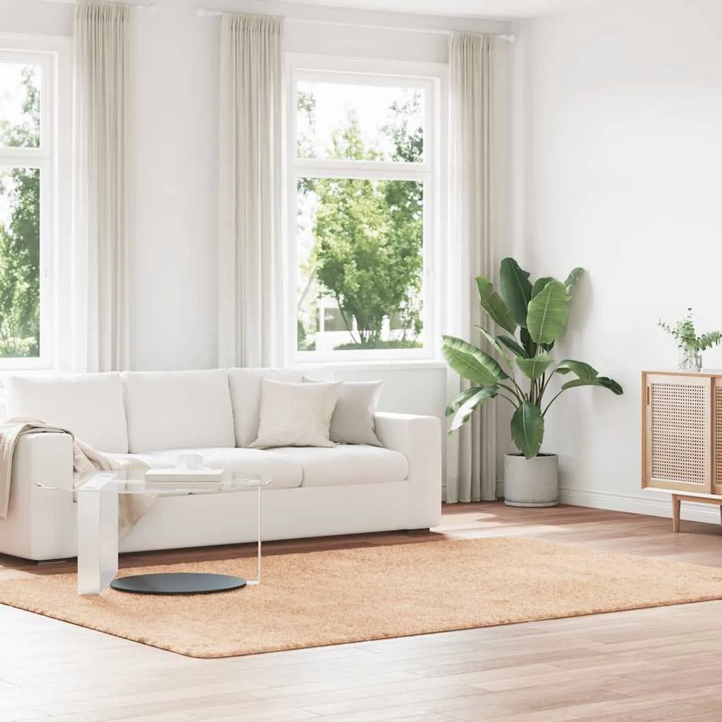 vidaXL Tapete shaggy de pelo alto NAVARRA 200x290 cm poliéster bege