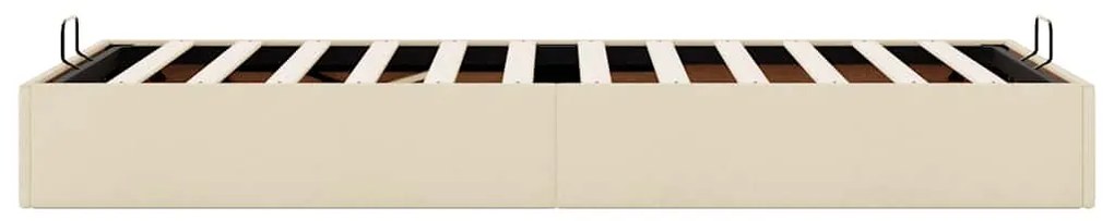Estrutura de cama otomana sem colchão 90x200 cm tecido creme