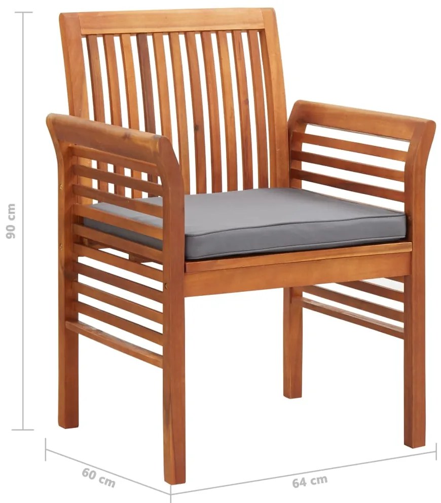 7 pcs conjunto de jantar exterior c/ almofadões acácia maciça