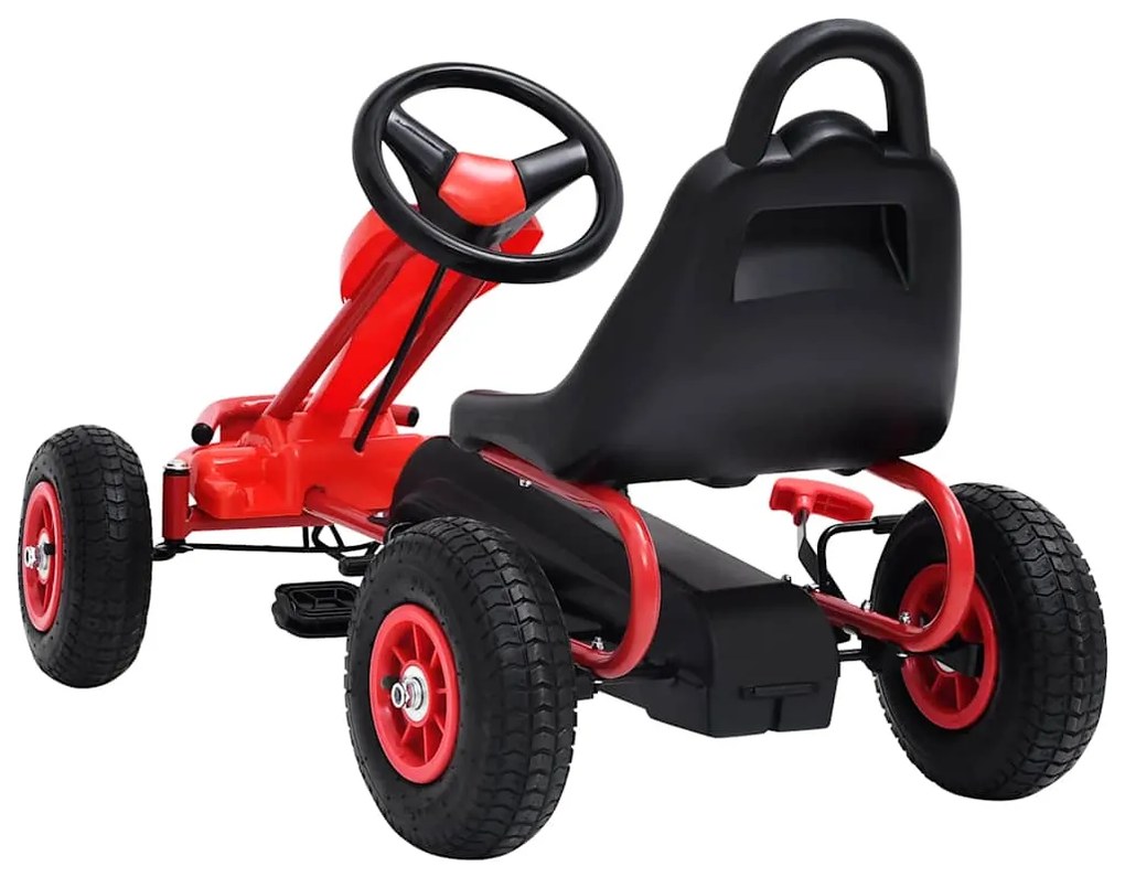 Kart a pedais com pneus pneumáticos vermelho