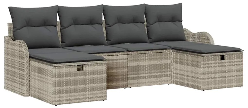 Conjunto de Sofás de Jardim vidaXL de 6 Peças com Almofadas Cinza Clar
