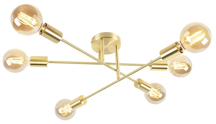 LED Candeeiro de teto Art Deco inteligente latão incl. 6 G95 WiFi - Sydney Industrial