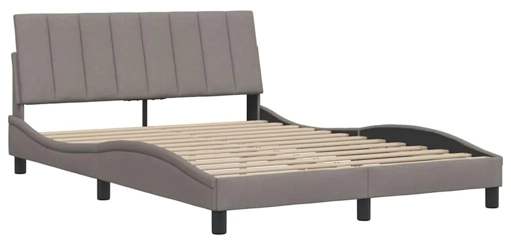 Cama sem colchão 140x190 cm tecido castanho-acinzentado