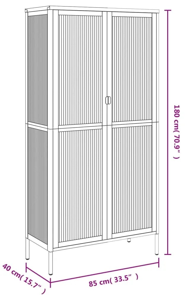 Móvel alto 85x40x180 cm vidro e aço preto