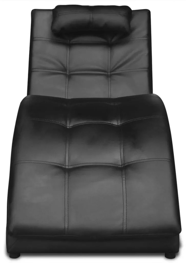 Chaise longue com almofada couro artificial preto