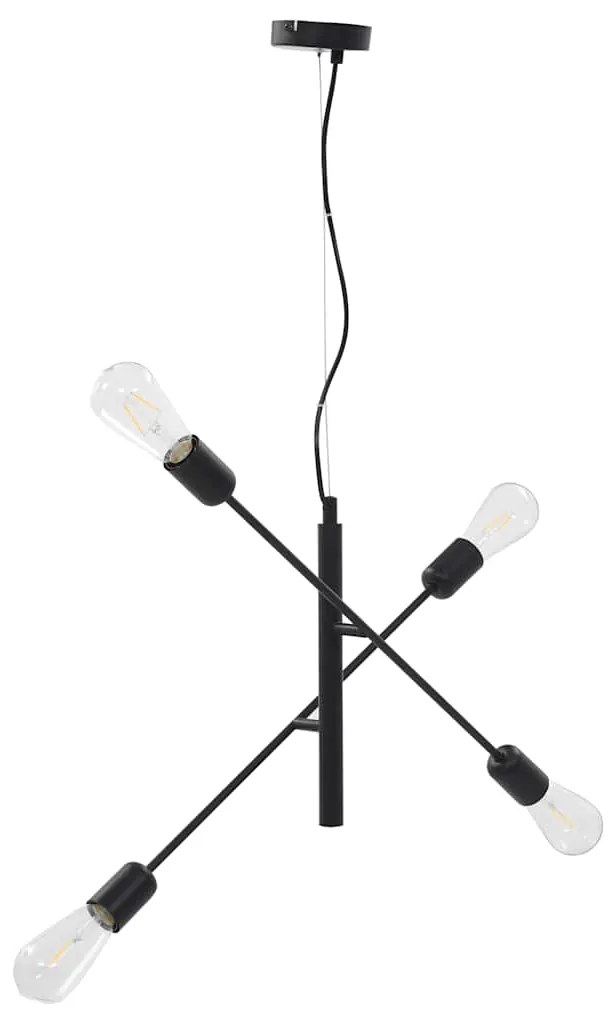 Candeeiro teto c/ lâmpadas incandescência 2 W preto E27