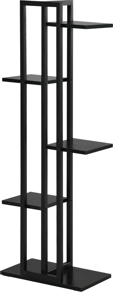 Estante para flores em aço com 5 prateleiras 40 x 22 x 113 cm,, para interior e exterior, suporte para plantas para jardim, varanda ou sala, preta