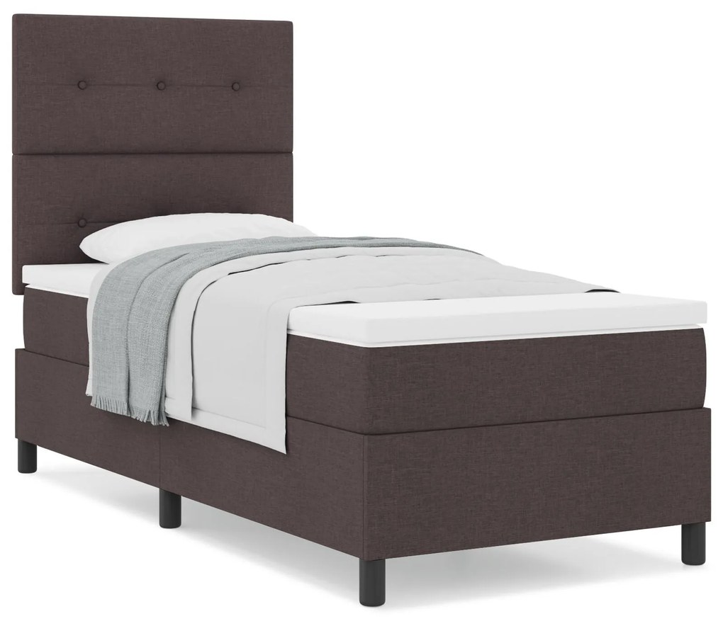 Cama Box Spring com Colchão Castanho 100x200 cm Tecido