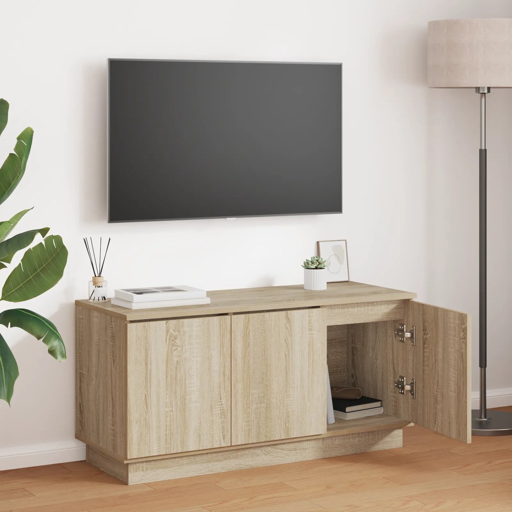 vidaXL Cabinet de TV Carvalho Sonoma 100x38x49 cm Madeira de Engenharia