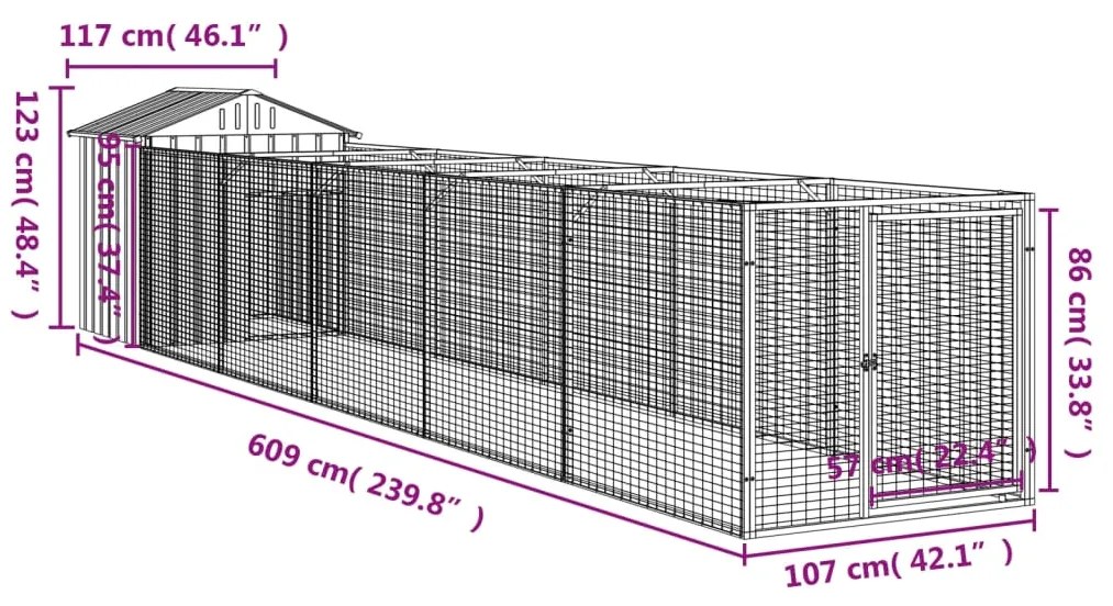 Casota para cães com telhado aço galvanizado antracite