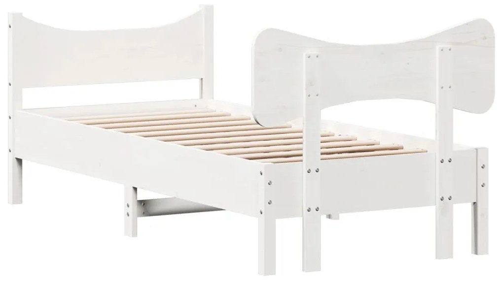 Estrutura de cama com cabeceira 90x190 cm pinho maciço branco