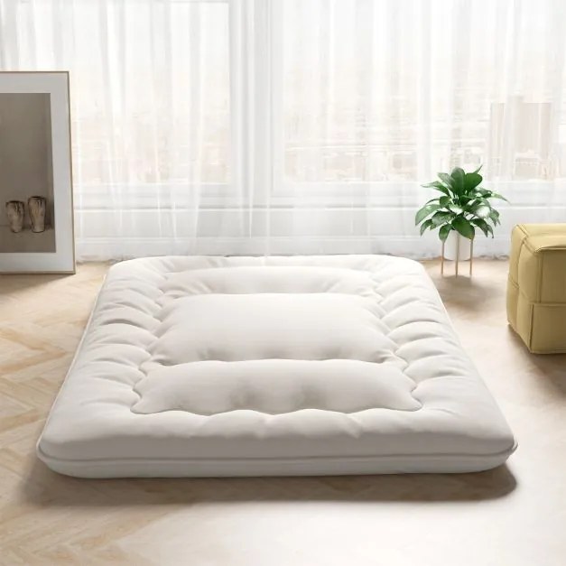Colchão de enrolar Tapete de chão Tatami com capa lavável Tapete portátil com saco de transporte 200 x 140 x 10 cm Bege
