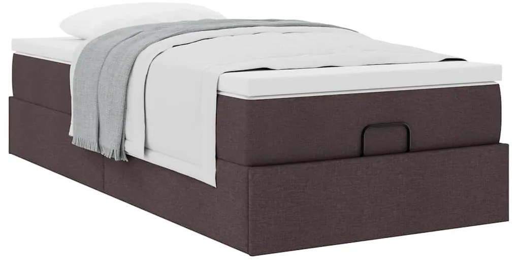Estrutura cama otomana colchão 90x200 cm tecido castanho escuro