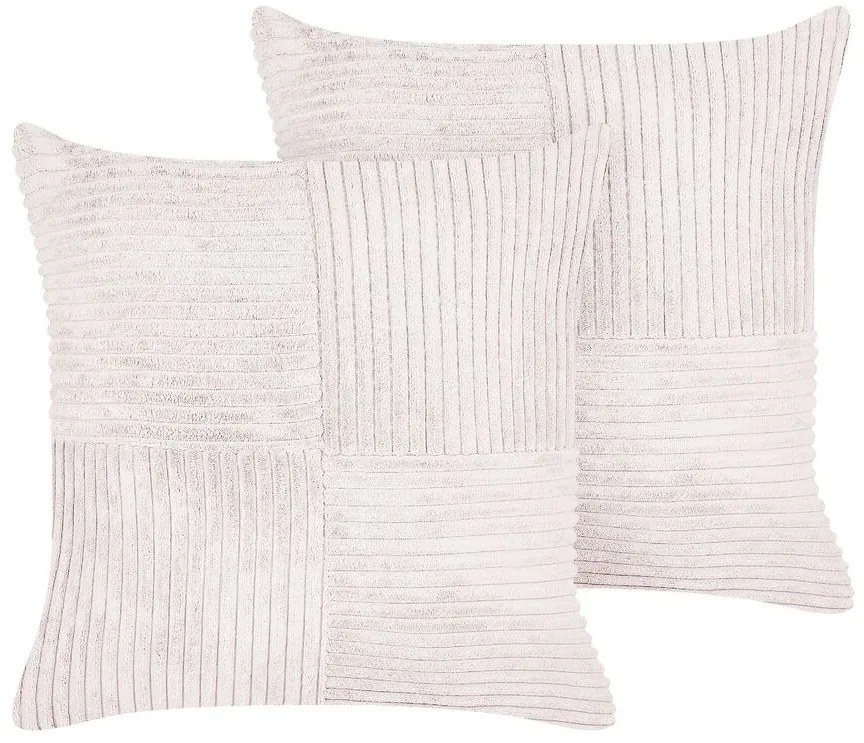 Conjunto de 2 almofadas decorativas em bombazine branca creme 43 x 43 cm MILLET Beliani