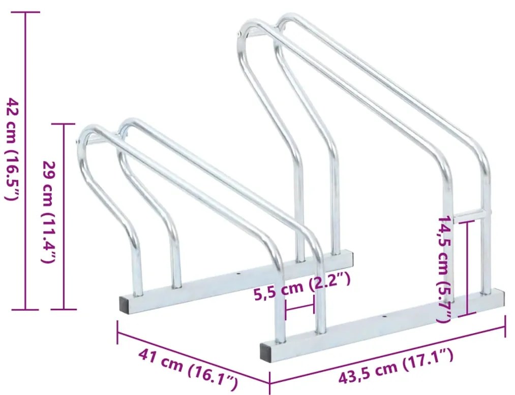 Suporte independente para 2 bicicletas aço galvanizado