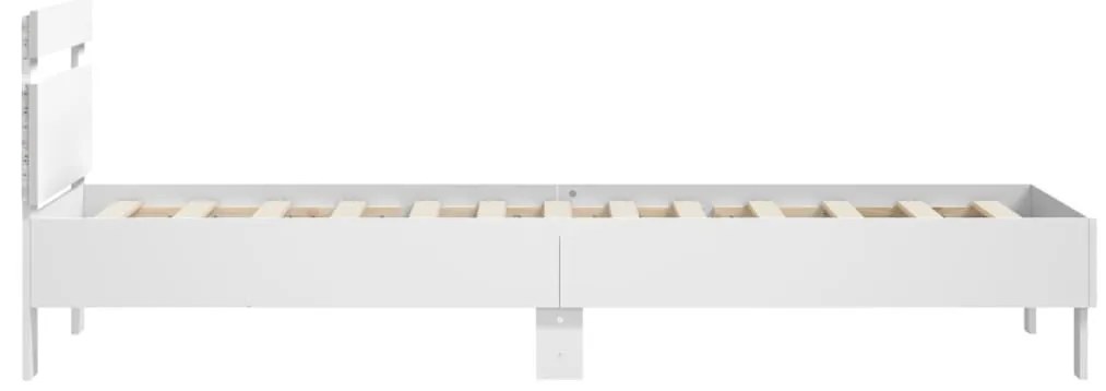 Estrutura de cama com cabeceira e luzes LED 90x200 cm branco