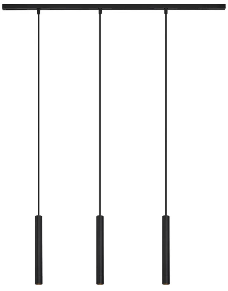 Sistema de iluminação de trilho moderno com 3 pendentes pretos monofásicos - Slimline Keno