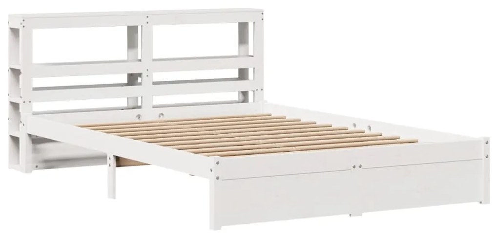 Estrutura de cama c/ cabeceira 150x200 cm pinho maciço branco