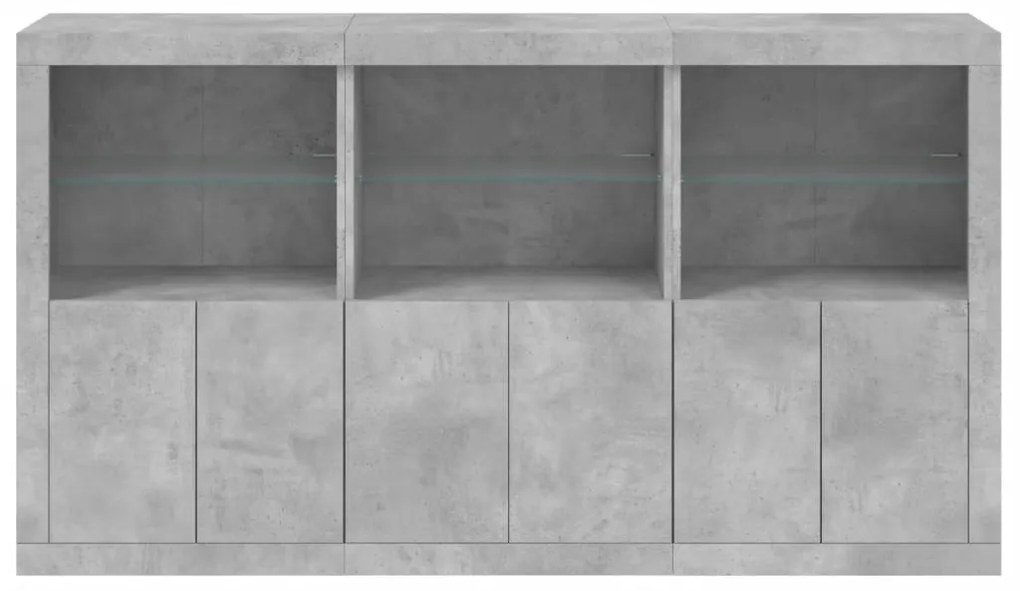 Aparador com luzes LED 181,5x37x100 cm cinzento cimento