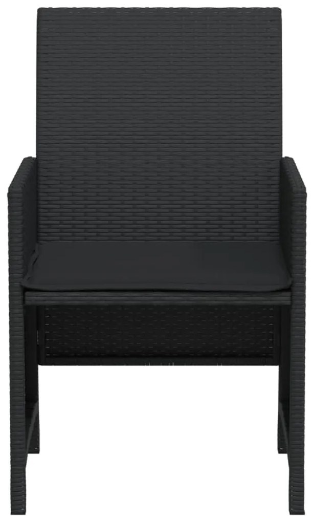 3 pcs conjunto de bistrô com almofadões vime PE preto