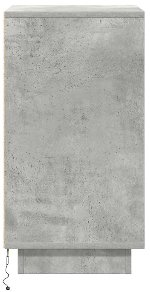 Mesa de cabeceira com luzes LED 38x34x65 cm cinzento-cimento