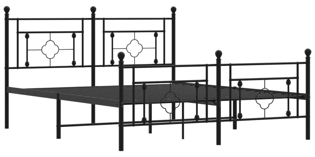 Estrutura de cama com cabeceira e pés 150x200 cm metal preto