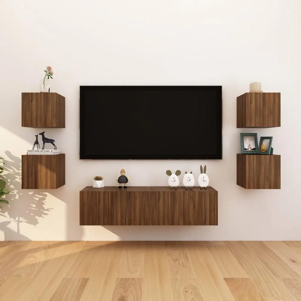 Móveis de TV de parede 4pcs 30,5x30x30 cm cor carvalho castanho
