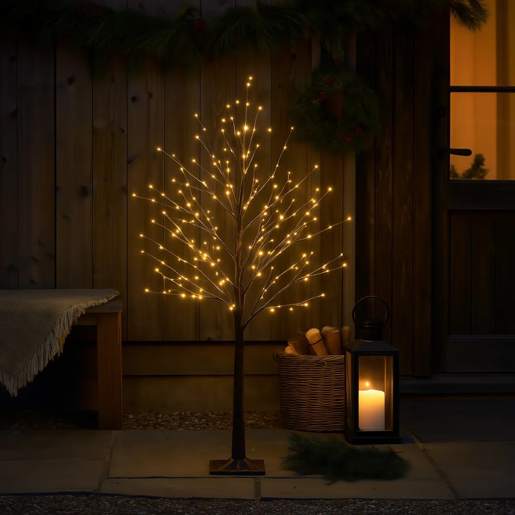 Candeeiro de pé de Natal Árvore castanho 120cm incl. LED com temporizador IP44 - Ki