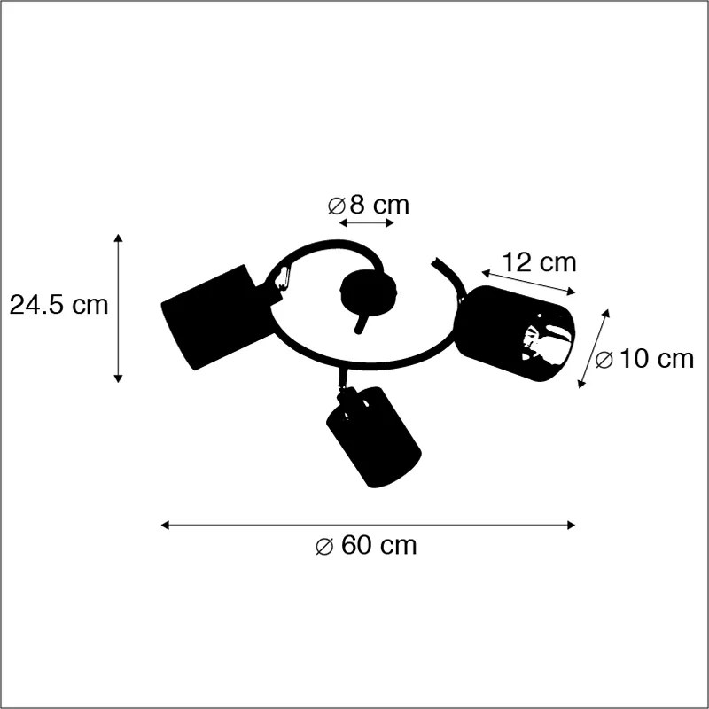 Candeeiro de teto moderno preto 3 luzes - Lofty Moderno