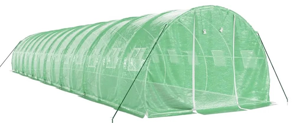 Estufa com estrutura de aço 42 m² 14x3x2 m verde