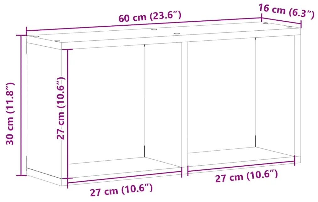 Armário parede 60x16x30 cm derivados de madeira branco