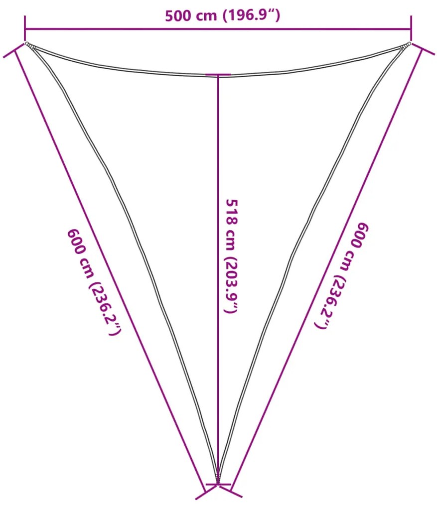 Para-sol estilo vela 160 g/m² 5x6x6 m PEAD bege