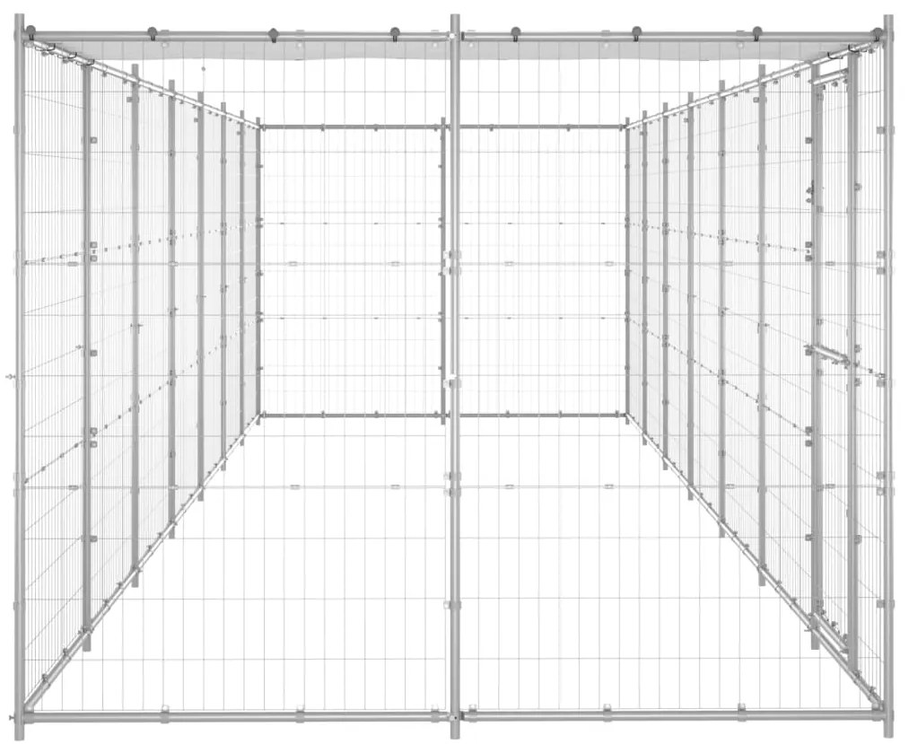 Canil de exterior com telhado 16,94 m² aço galvanizado