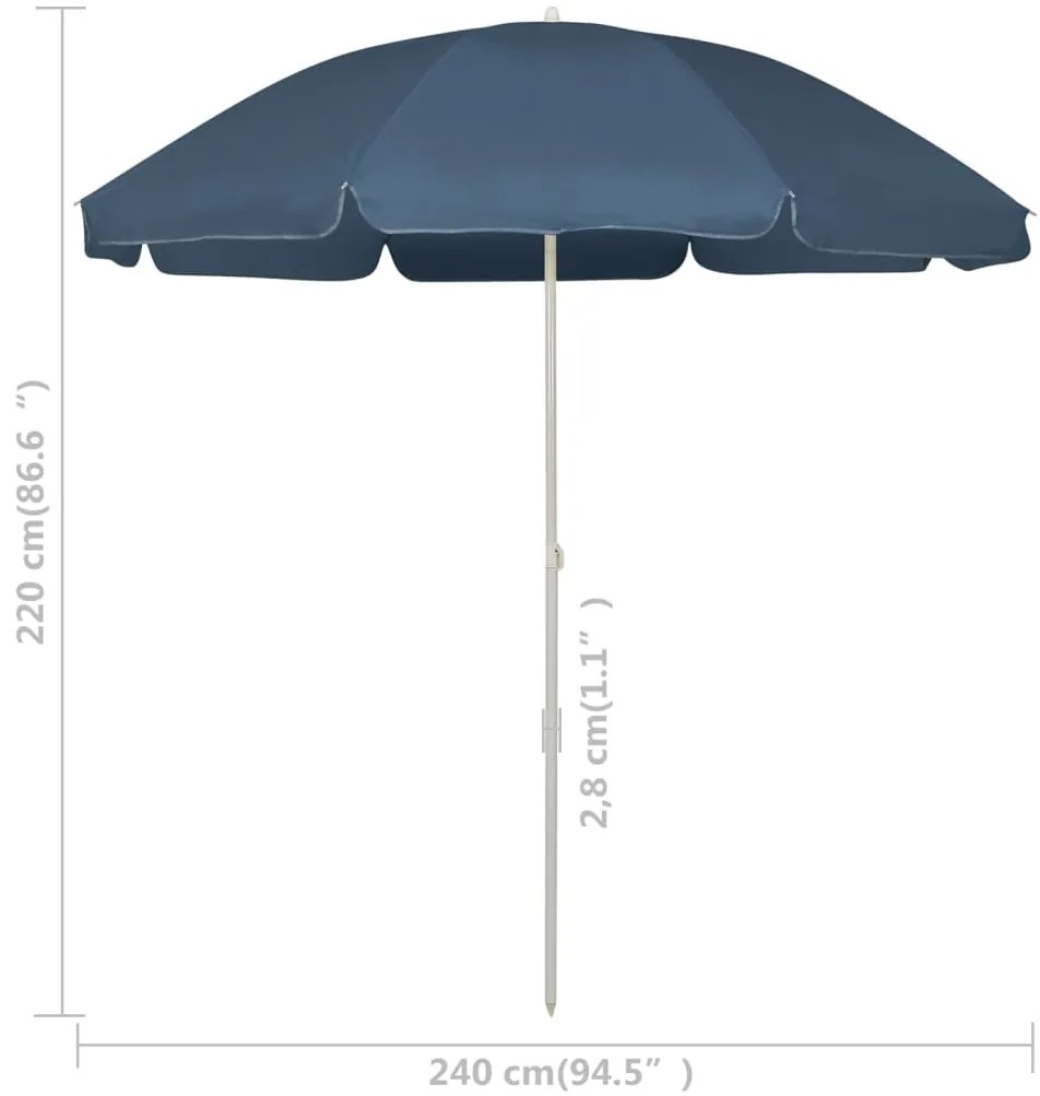 Guarda-sol de praia 240 cm azul