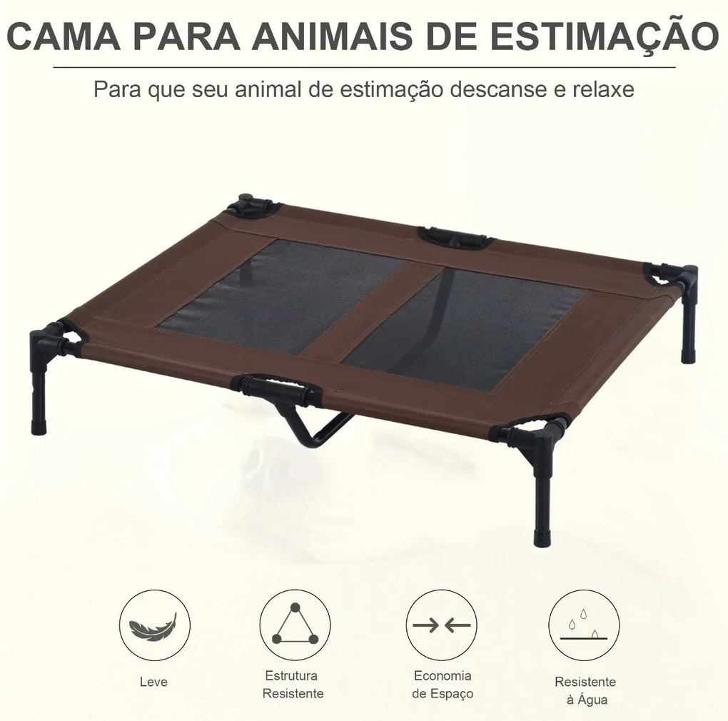 PawHut Cama Elevada para Cães Cama de Animais de Estimação com Malha T