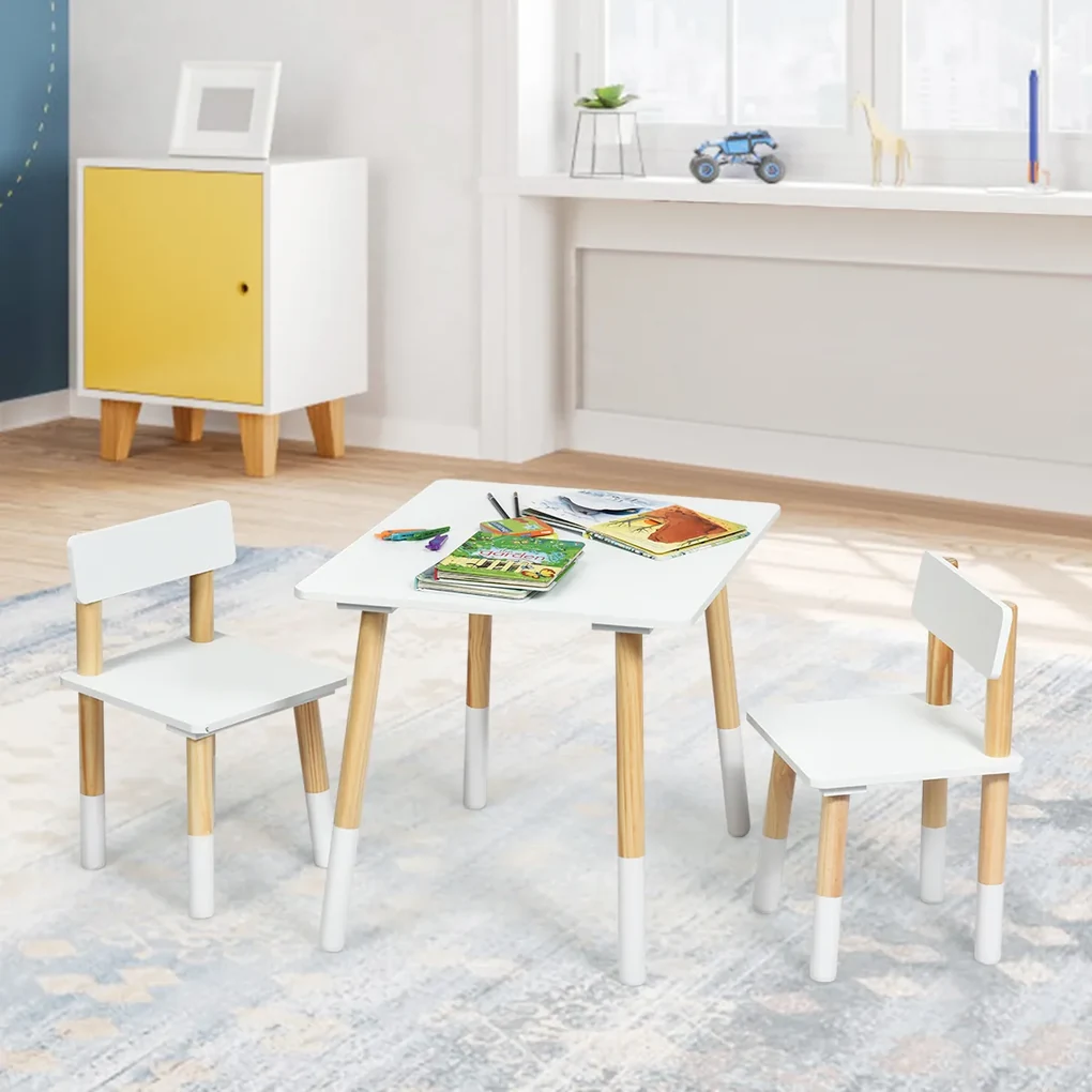 Mesa para crianças e 2 cadeiras Mesa de actividades com pernas de pinho ...