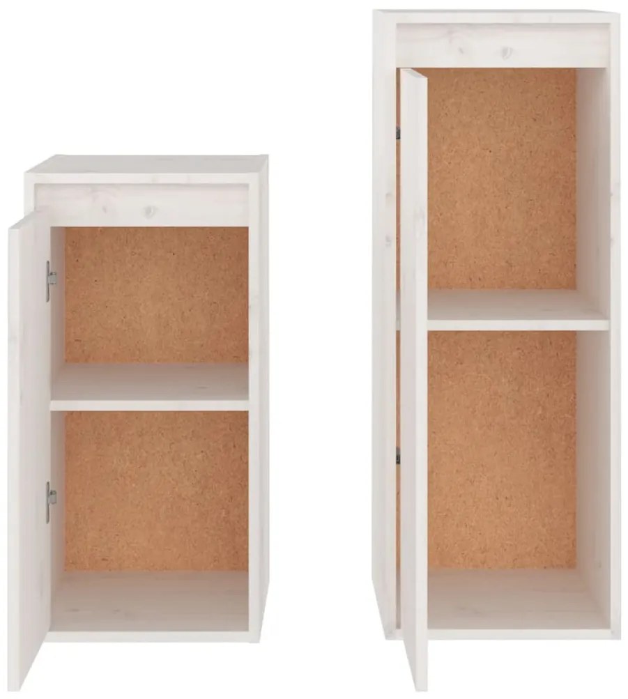 Móveis de TV 2 pcs madeira de pinho maciça branco