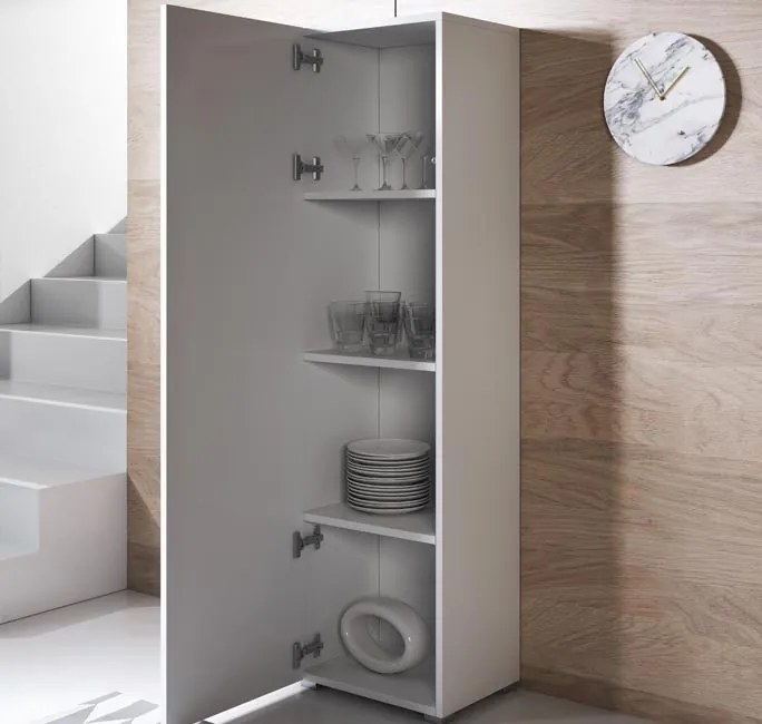 Armário Alto São Martinho – 40x167 cm – Branco com Pés – Design Modern